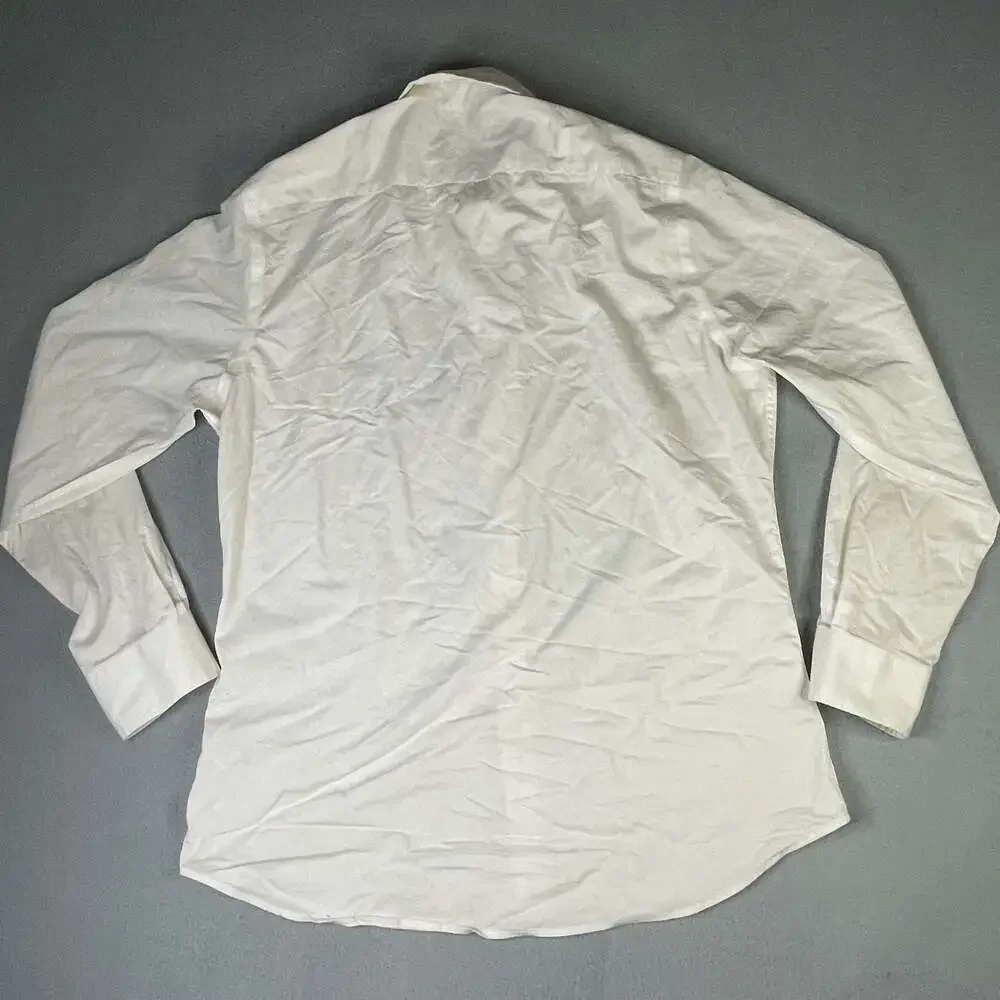 George Slim Fit Long Sleeve White Button-Down Dress Shirt size men’s M 38-40